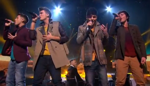 Union J sing "Bleeding Love" by Leona Lewis in a mashup on X Factor UK live