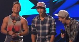 Emblem3 all smiles with the X Factors judges feedback on their Californian Gurl performance